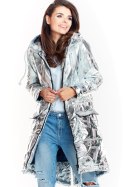 Płaszcz Damski Model A339 Silver - awama - S/M Płaszcz Damski Model A339 Silver - awama - S/M