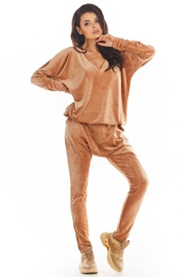 Spodnie Damskie Model A377 Beige Welur - awama - S/M