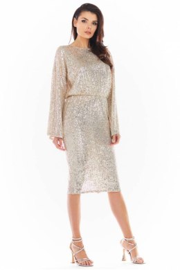 Sukienka Model A402 Cekiny Beige - awama - S/M