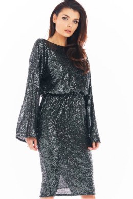 Sukienka Model A402 Cekiny Grafit - awama - L/XL