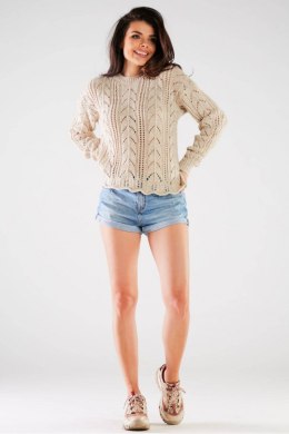 Sweter Damski Model A446 Beige - awama - uniwersalny