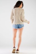 Sweter Damski Model A446 Beige - awama - uniwersalny Sweter Damski Model A446 Beige - awama - uniwersalny