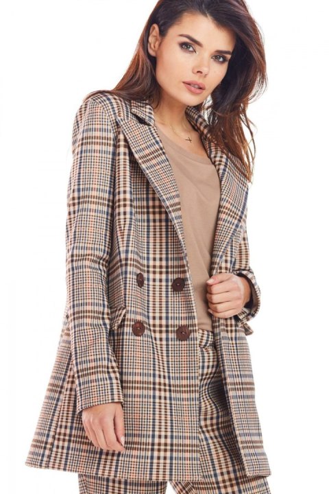 Żakiet Model A364 Brown Krata - awama - S/M Żakiet Model A364 Brown Krata - awama - S/M