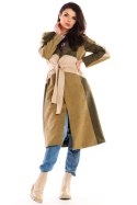 Płaszcz Damski Model A463 Khaki - awama - S/M Płaszcz Damski Model A463 Khaki - awama - S/M