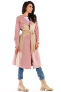 Płaszcz Damski Model A463 Powder Pink - awama - S/M Płaszcz Damski Model A463 Powder Pink - awama - S/M