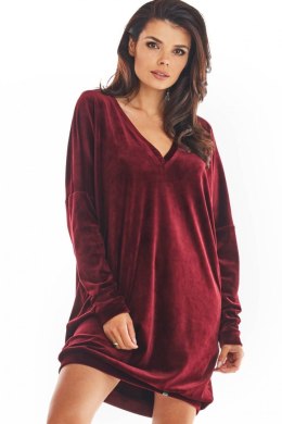 Sukienka Model A378 Bordo Welur - awama - uniwersalny