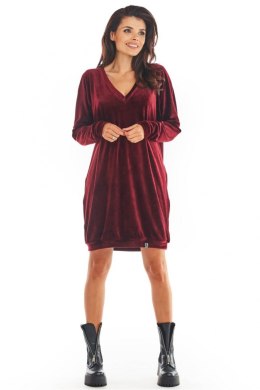 Sukienka Model A378 Bordo Welur - awama - uniwersalny