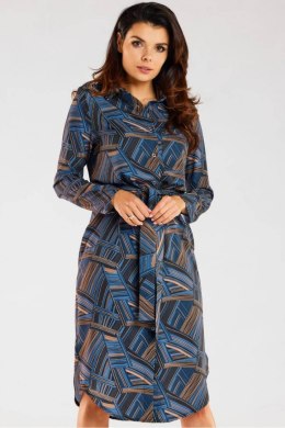 Sukienka Model A465 Navy/Brown Pattern - awama - s