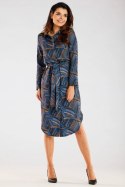 Sukienka Model A465 Navy/Brown Pattern - awama - s Sukienka Model A465 Navy/Brown Pattern - awama - s