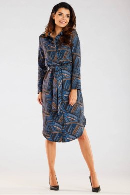 Sukienka Model A465 Navy/Brown Pattern - awama - s