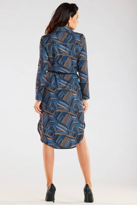 Sukienka Model A465 Navy/Brown Pattern - awama - s Sukienka Model A465 Navy/Brown Pattern - awama - s