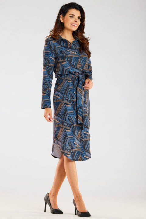 Sukienka Model A465 Navy/Brown Pattern - awama - s Sukienka Model A465 Navy/Brown Pattern - awama - s