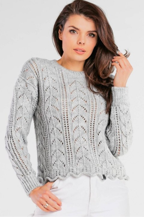 Sweter Damski Model A446 Grey - awama - uniwersalny Sweter Damski Model A446 Grey - awama - uniwersalny