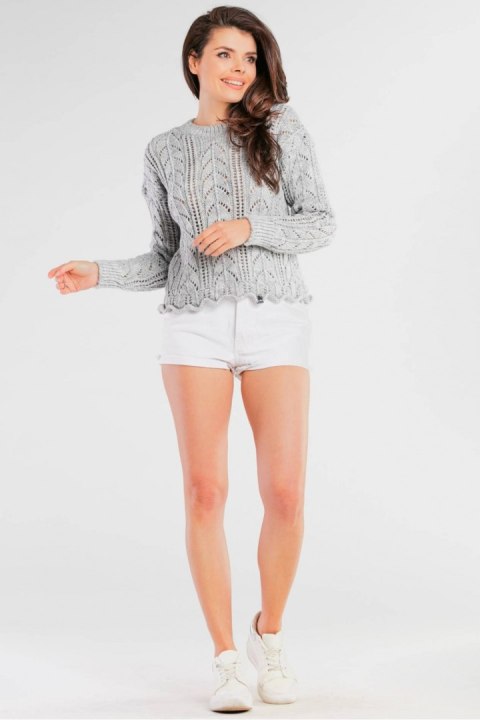 Sweter Damski Model A446 Grey - awama - uniwersalny Sweter Damski Model A446 Grey - awama - uniwersalny