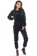 Bluza Damska Model A374 Black Welur - awama - M Bluza Damska Model A374 Black Welur - awama - M
