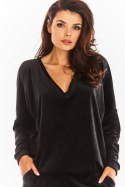 Bluza Damska Model A376 Black Welur - awama - uniwersalny Bluza Damska Model A376 Black Welur - awama - uniwersalny