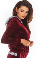 Bluza Damska Model A373 Bordo Welur - awama - L Bluza Damska Model A373 Bordo Welur - awama - L