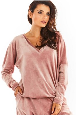 Bluza Damska Model A376 Pink Welur - awama - uniwersalny