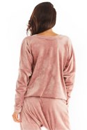 Bluza Damska Model A376 Pink Welur - awama - uniwersalny