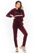 Spodnie Damskie Model A372 Bordo Welur - awama - XL