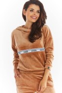Bluza Damska Model A371 Beige Welur - awama - XL Bluza Damska Model A371 Beige Welur - awama - XL