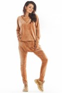 Bluza Damska Model A376 Beige Welur - awama - uniwersalny Bluza Damska Model A376 Beige Welur - awama - uniwersalny