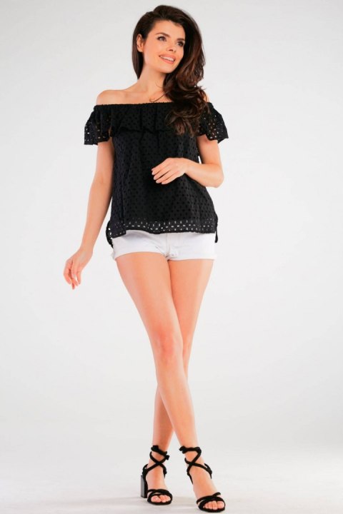 Bluzka Model A437 Black - awama - S/M Bluzka Model A437 Black - awama - S/M