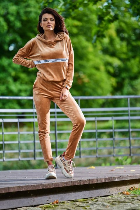 Spodnie Damskie Model A372 Beige Welur - awama - L Spodnie Damskie Model A372 Beige Welur - awama - L