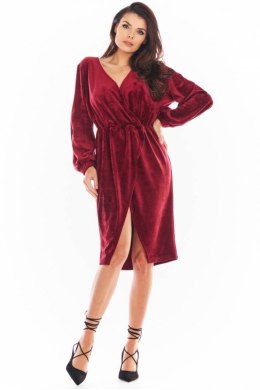 Sukienka Model A406 Welur Bordo - awama - L