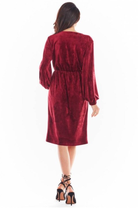 Sukienka Model A406 Welur Bordo - awama - L Sukienka Model A406 Welur Bordo - awama - L