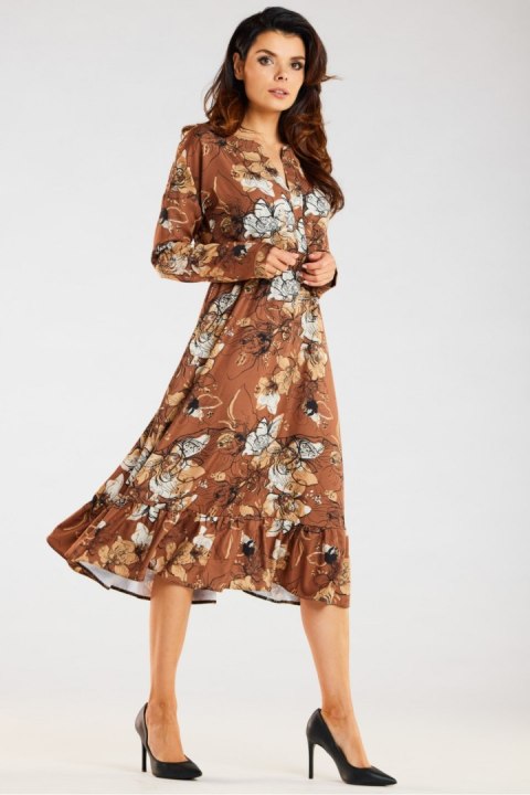Sukienka Model A468 Brown Pattern - awama - L Sukienka Model A468 Brown Pattern - awama - L