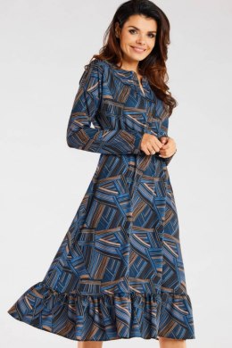 Sukienka Model A468 Navy/Brown Pattern - awama - L