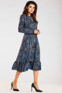 Sukienka Model A468 Navy/Brown Pattern - awama - M Sukienka Model A468 Navy/Brown Pattern - awama - M