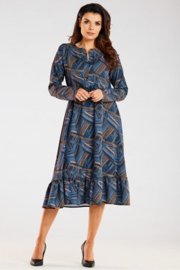 Sukienka Model A468 Navy/Brown Pattern - awama - s