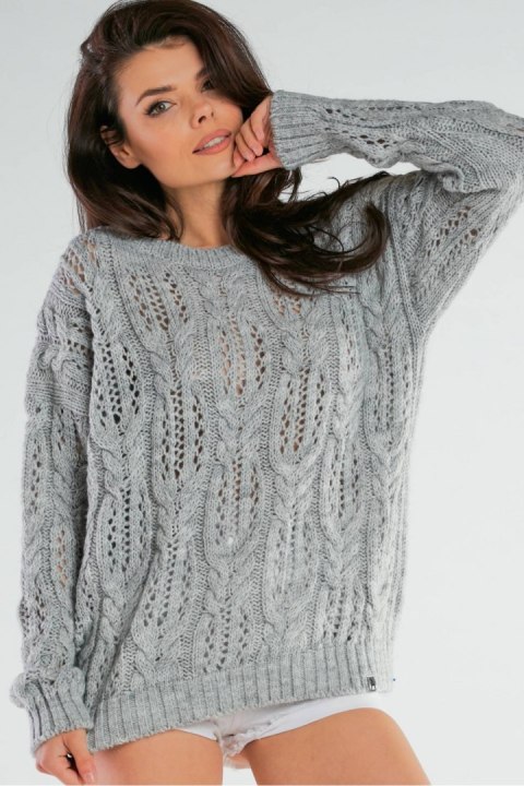 Sweter Damski Model A444 Grey - awama - uniwersalny Sweter Damski Model A444 Grey - awama - uniwersalny