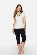 Piżama Damska Model Cleo-P Ecru/Black - Babella - XL