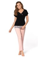 Piżama Damska Model Iris Black/Powder Pink - Babella - s Piżama Damska Model Iris Black/Powder Pink - Babella - s