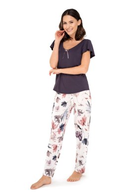 Piżama Damska Model Missy Violet/Ecru - Babella - XXL