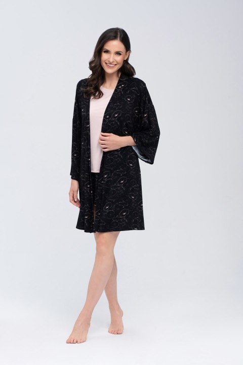 Szlafrok Damski Model Koi Beige/Black - Babella - XL Szlafrok Damski Model Koi Beige/Black - Babella - XL