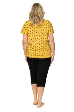 Piżama Damska Model Queen 3/4 Plus Size Musztard - Donna - 50