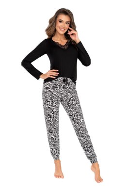 Piżama Damska Model Zebra Long Black - Donna - 42