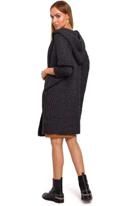 Sweter Kardigan Model MOE475 Grafit - Moe - uniwersalny Sweter Kardigan Model MOE475 Grafit - Moe - uniwersalny
