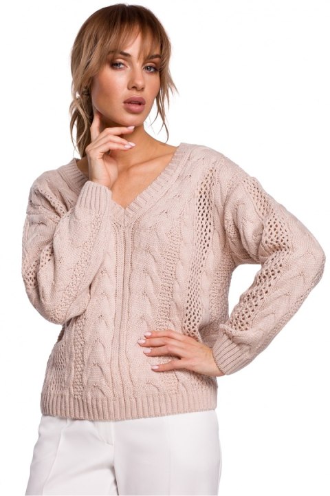 Sweter Damski Model MOE510 Powder Pink - Moe - S/M Sweter Damski Model MOE510 Powder Pink - Moe - S/M