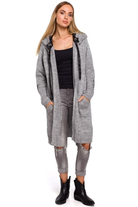 Sweter Kardigan Model MOE474 Grey - Moe - uniwersalny