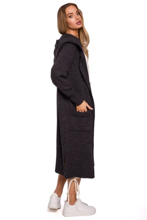 Sweter Kardigan Model MOE596 Grafit - Moe - uniwersalny Sweter Kardigan Model MOE596 Grafit - Moe - uniwersalny