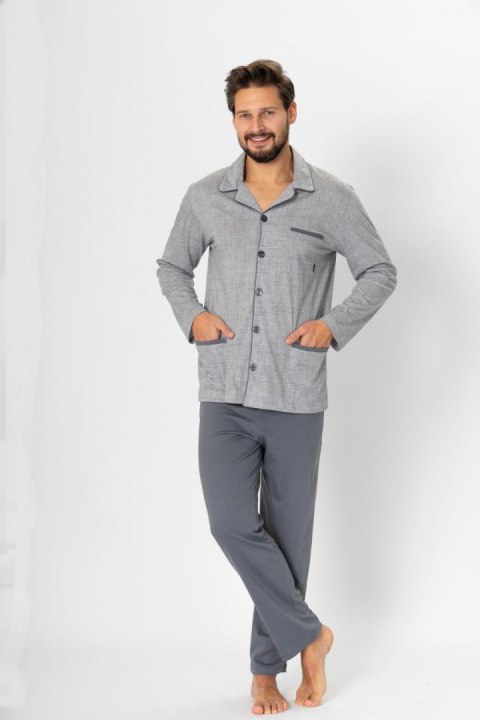 Piżama Męska Model Ambroży 196 Grey Melange - M-Max - L Piżama Męska Model Ambroży 196 Grey Melange - M-Max - L