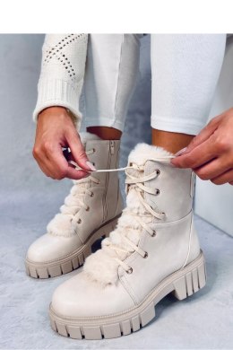 Botki sznurowane z futerkiem MELVIN BEIGE - Inello - 41