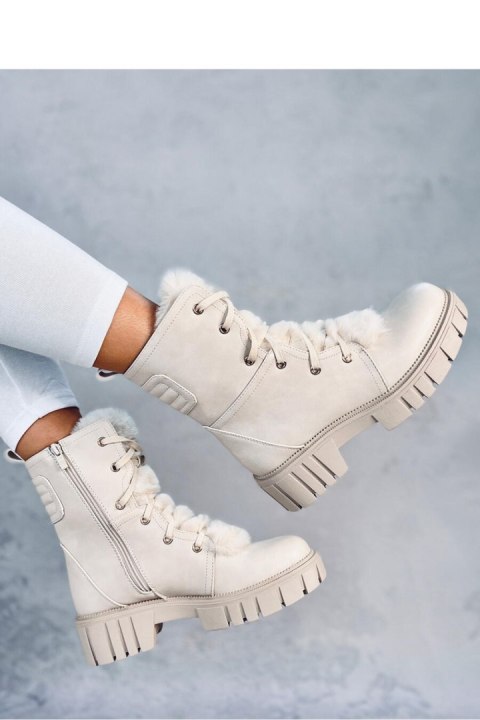 Botki sznurowane z futerkiem MELVIN BEIGE - Inello - 41 Botki sznurowane z futerkiem MELVIN BEIGE - Inello - 41
