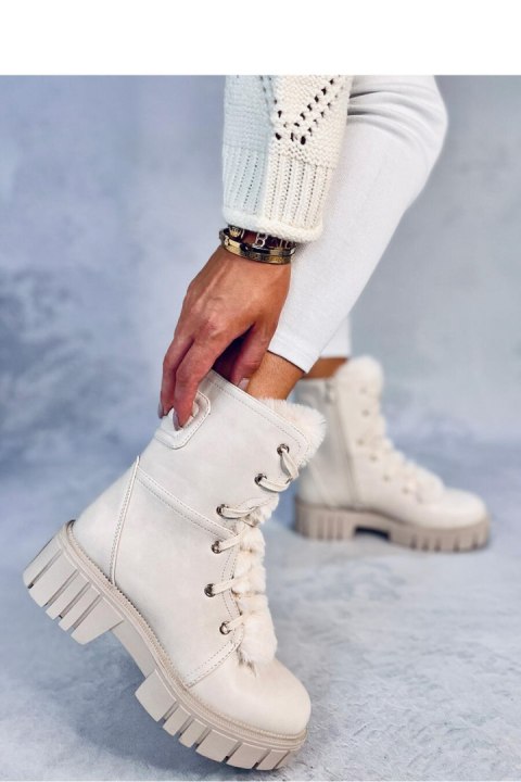 Botki sznurowane z futerkiem MELVIN BEIGE - Inello - 41 Botki sznurowane z futerkiem MELVIN BEIGE - Inello - 41