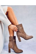 Botki zamszowe na obcasie DIANES KHAKI - Inello - 38 Botki zamszowe na obcasie DIANES KHAKI - Inello - 38